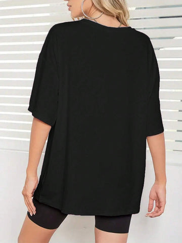 EZwear Summer Clothing, Round Neck And Short Sleeve, Simple Five-Pointed Star Design, Oversized