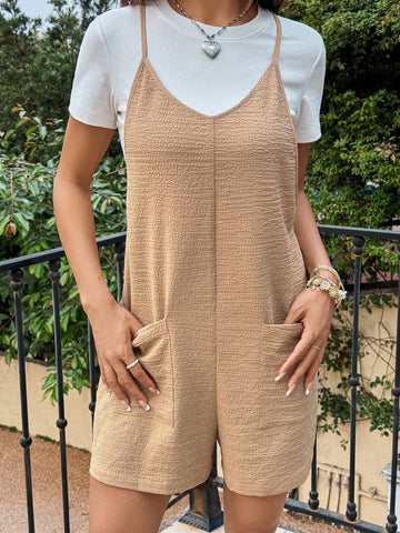 Summer Dual Pocket Cami Romper Without Tube Top