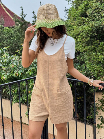 Summer Dual Pocket Cami Romper Without Tube Top