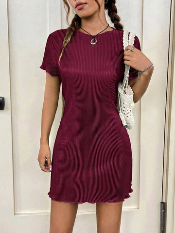 Summer Emerald Green DressSolid Lettuce Trim Dress