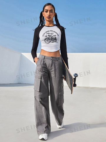 EZwear Summer Outfits Flap Pocket Cargo Pants
