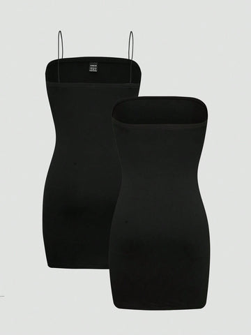 Summer Simple Basic Spaghetti Strap Bodycon Dress
