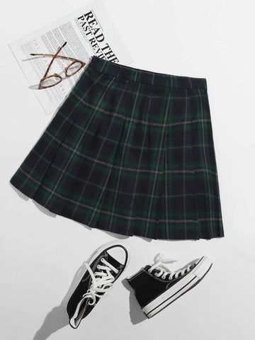 EZwear Tartan Pleated Skirt