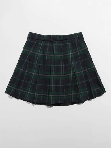 EZwear Tartan Pleated Skirt