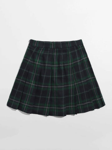 EZwear Tartan Pleated Skirt