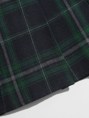 EZwear Tartan Pleated Skirt