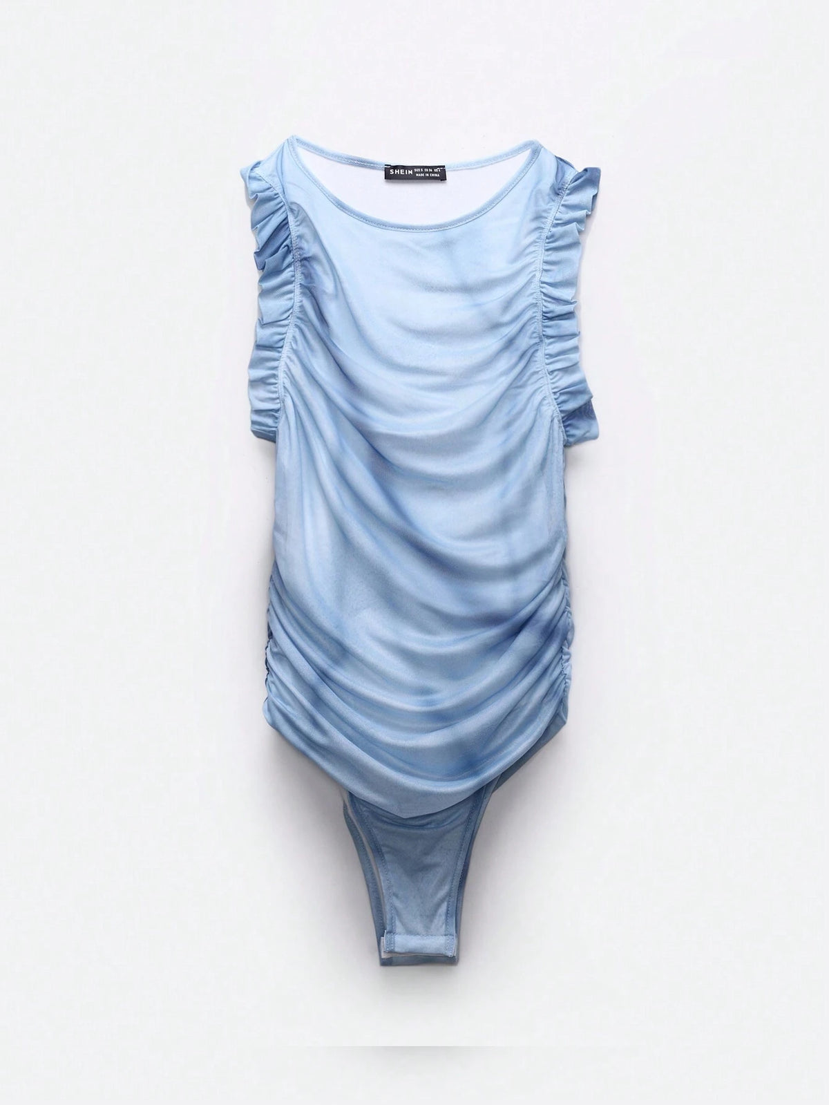 Tie-Dye Women's Summer Casual Romper With Pleated Patchwork And Ruffle Hem