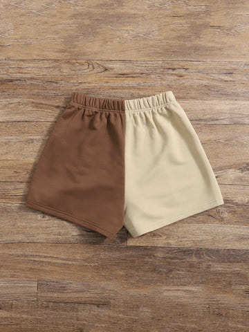 EZwear Two Tone Elastic Waist Shorts