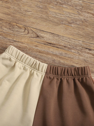 EZwear Two Tone Elastic Waist Shorts