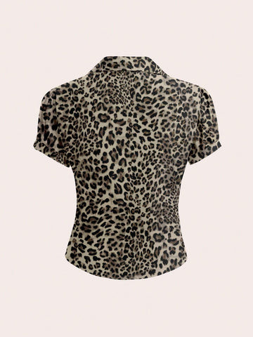 EZwear V-Neck Ruched Cutout Women Bodycon Short Sleeve Shirt, Fashionable And Versatile For Office Wear