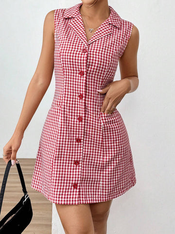 Vintage Red & White Plaid Mini Dress