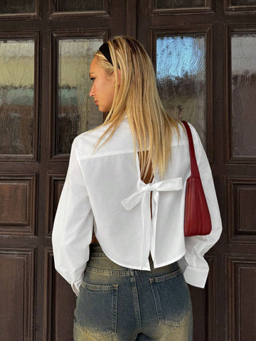 EZwear White Woven Shirt, Simple, Fashionable, Casual, Everyday Wear