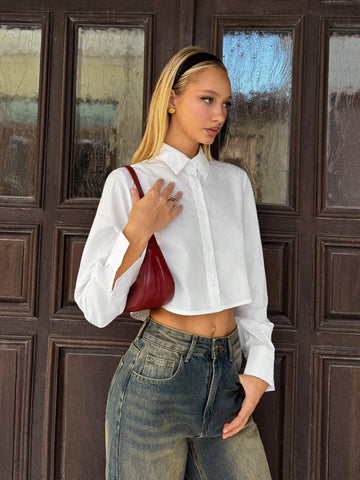 EZwear White Woven Shirt, Simple, Fashionable, Casual, Everyday Wear