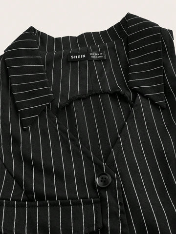 Women'S Black Striped Sleeveless Shirt And Woven Skirt Set