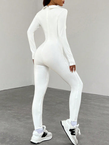 Women'S Collar Long Sleeve Unitard Jumpsuit