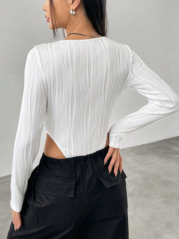 Women'S Round Neck Long Sleeve Bodysuit
