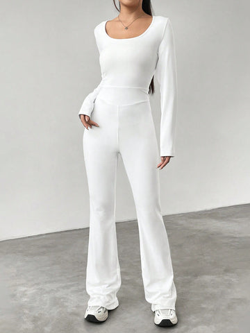 Women'S Round Neck Wide-Leg Jumpsuit