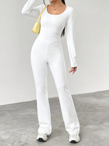 Women'S Round Neck Wide-Leg Jumpsuit