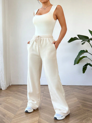 Women'S Sleeveless Jumpsuit With Drawstring Waist Pants Set
