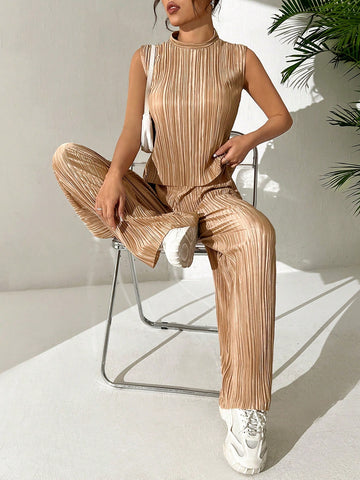 Women'S Solid Color Texture Two-Piece Set