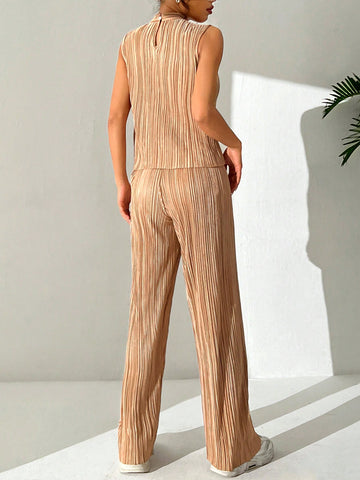 Women'S Solid Color Texture Two-Piece Set