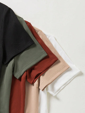 Women Fashion Solid Color Short Sleeve Jumpsuit