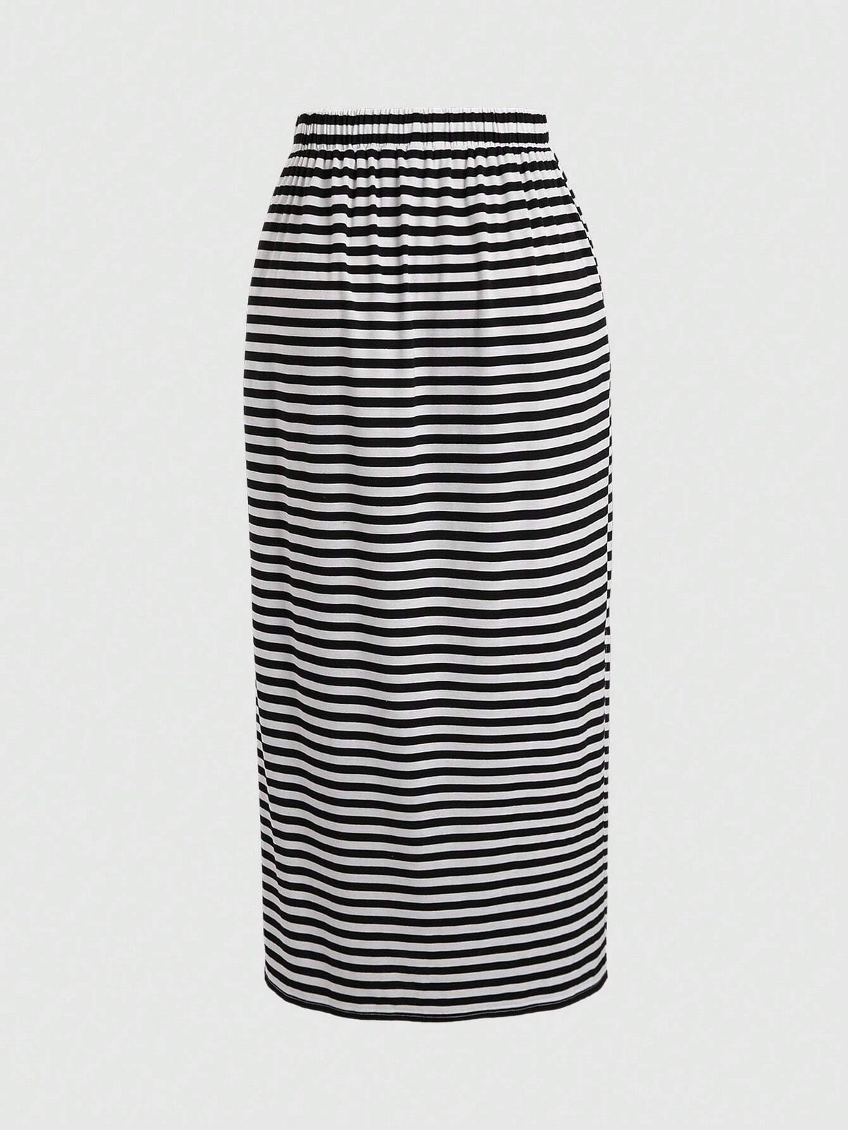 EZwear Women Fashion Striped Printed Slit Drawstring Lace Up Skirt