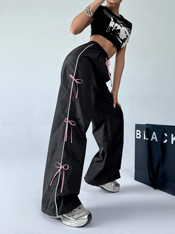 EZwear Women\ Pants With Bowknot Decoration