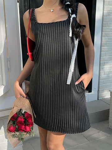 Women Preppy Pinafore A-Line Mini Dress