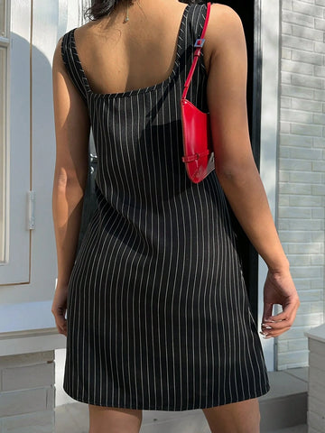 Women Preppy Pinafore A-Line Mini Dress