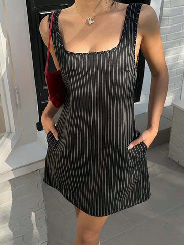 Women Preppy Pinafore A-Line Mini Dress