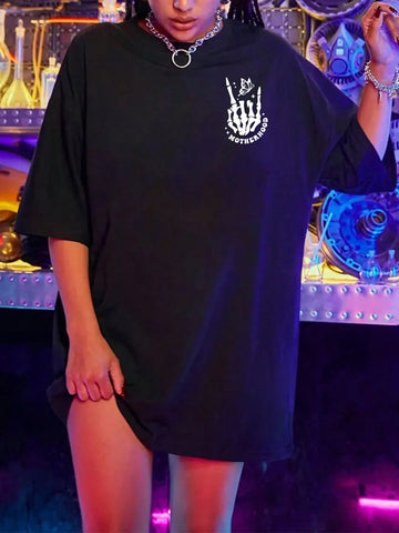 EZwear Women Simple Printed Round Neck Short Sleeve T-Shirt