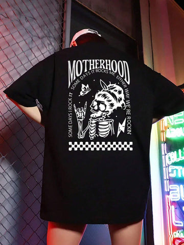 EZwear Women Simple Printed Round Neck Short Sleeve T-Shirt