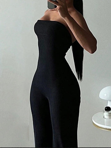Women Solid Backless Cami Jumpsuit
