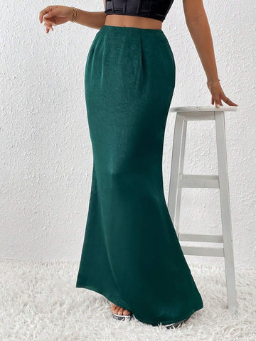 EZwear Women Solid Color Pleated Party Skirt With Side Slit