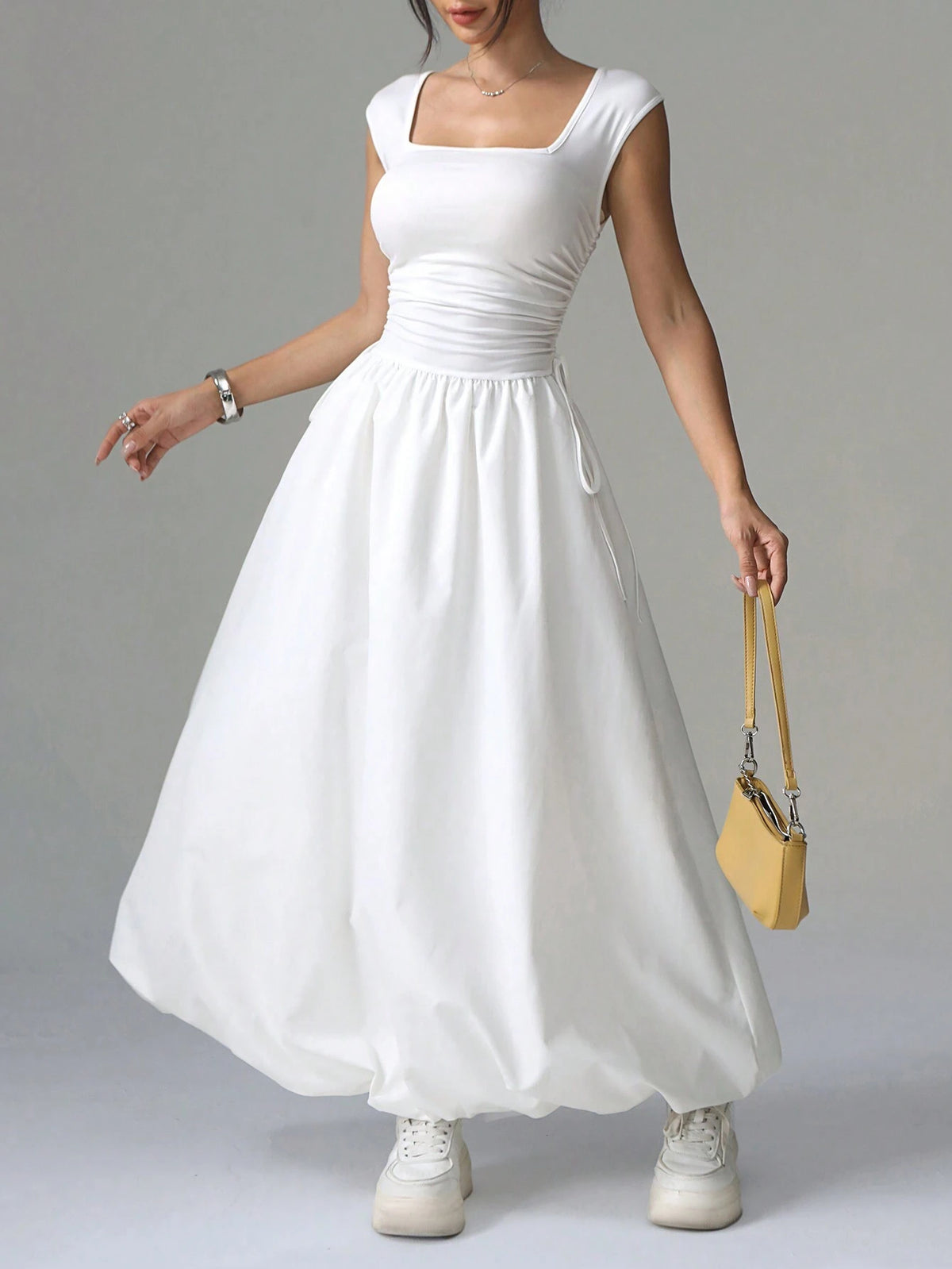 Women Square Neck Minimalist Daily Maxi Dress