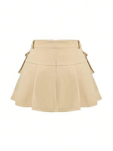 EZwear Women Y2K Khaki 3D Pocket Mini Skirt
