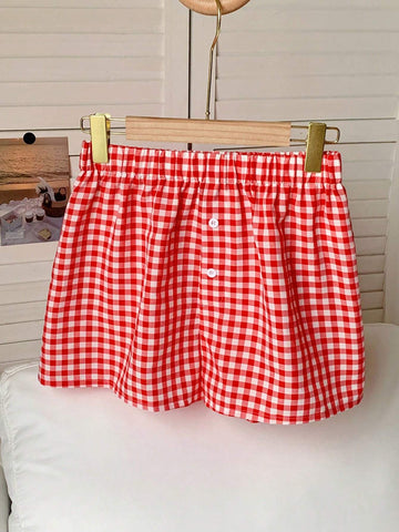 EZwear Women Y2K Plaid Pajamas Shorts