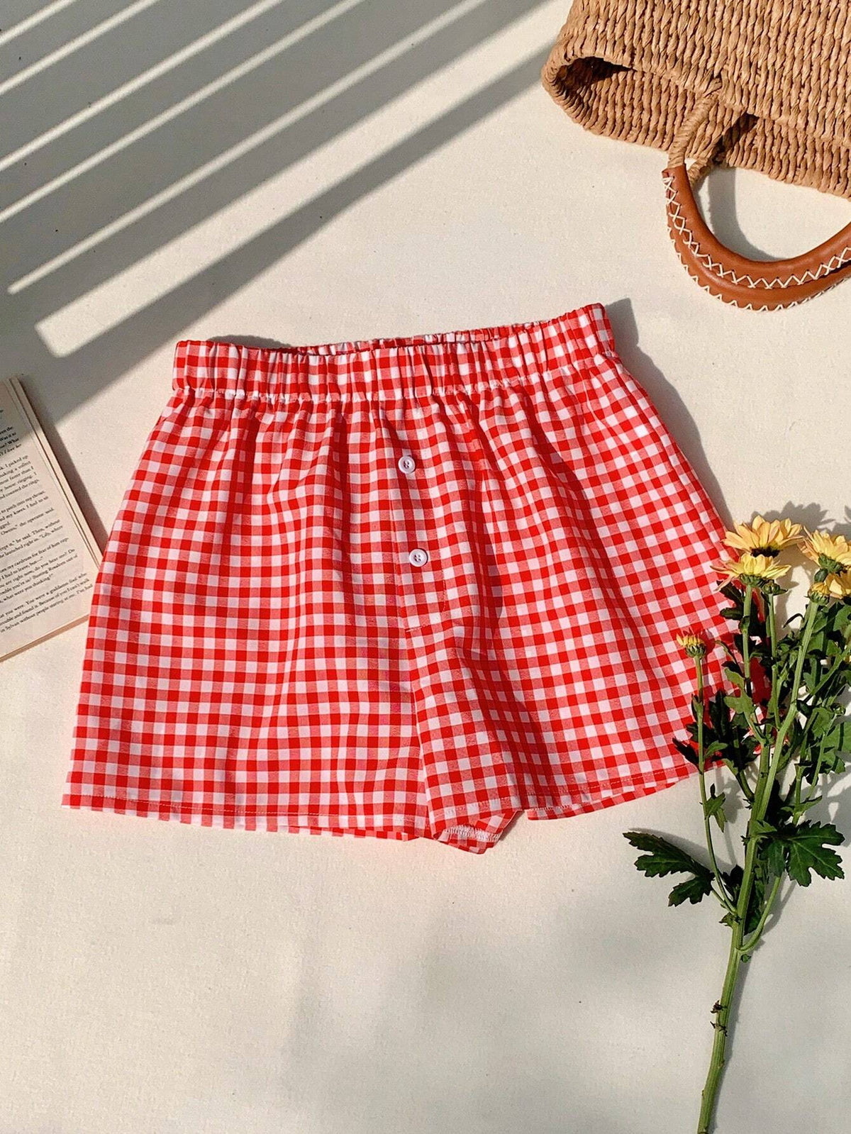 EZwear Women Y2K Plaid Pajamas Shorts