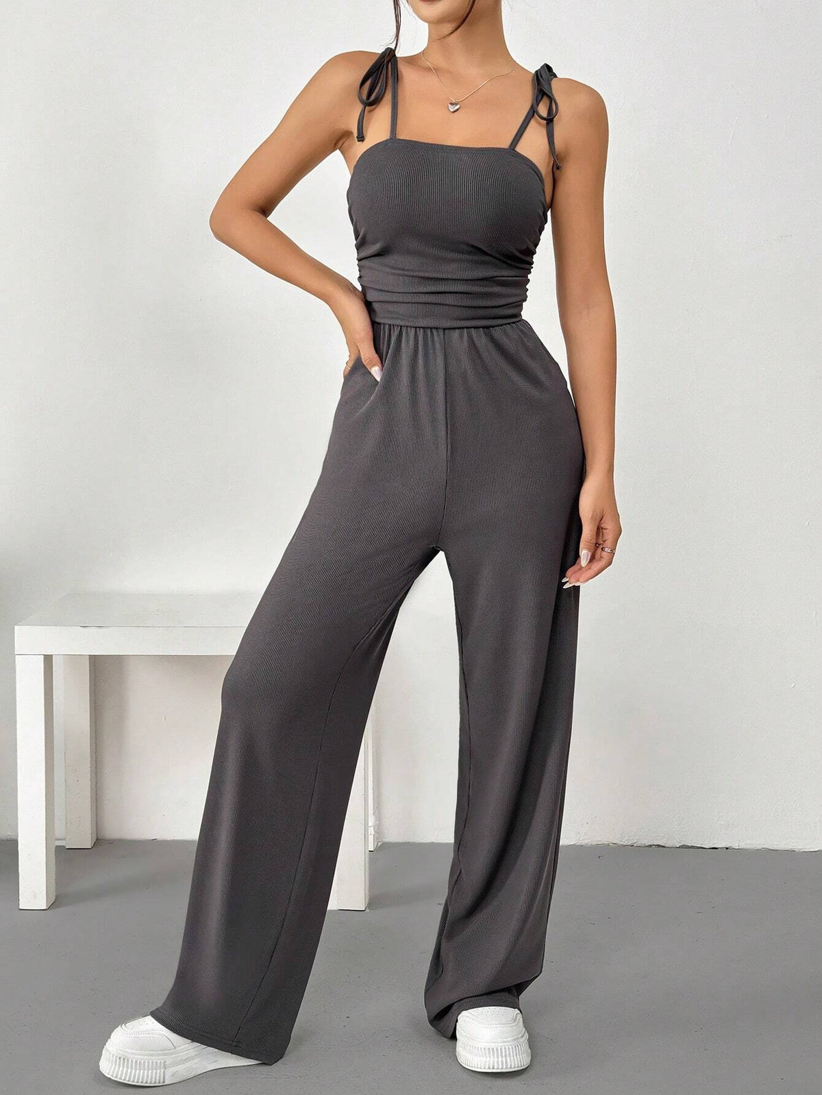 Women Y2K Style Sleeveless Ruched Casual Jumpsuit For Summer