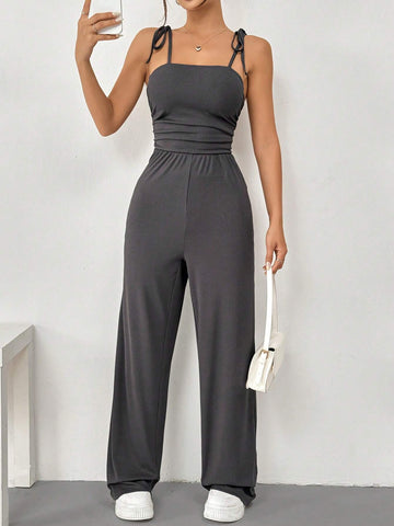 Women Y2K Style Sleeveless Ruched Casual Jumpsuit For Summer