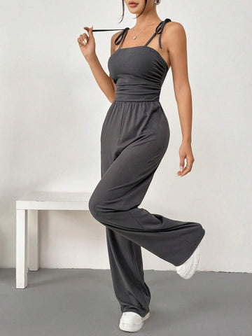 Women Y2K Style Sleeveless Ruched Casual Jumpsuit For Summer