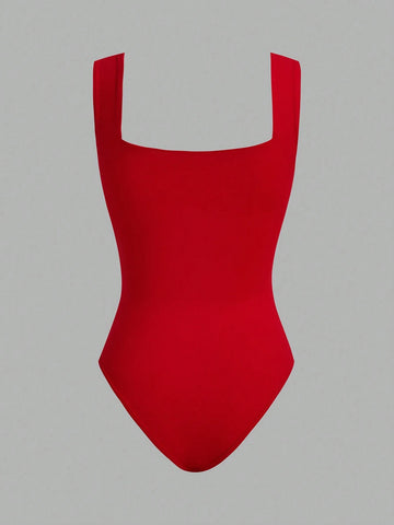 Women's 3pcs Black/Red/White Double-Layer Seamless Bodysuit Vest