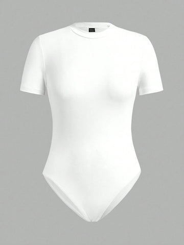 Women's 5pcs/Set Casual Round Neck Short Sleeve Bodysuit Set