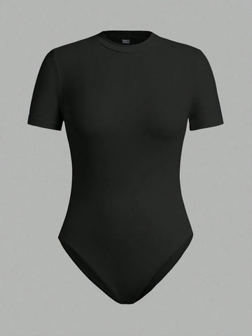 Women's 5pcs/Set Casual Round Neck Short Sleeve Bodysuit Set