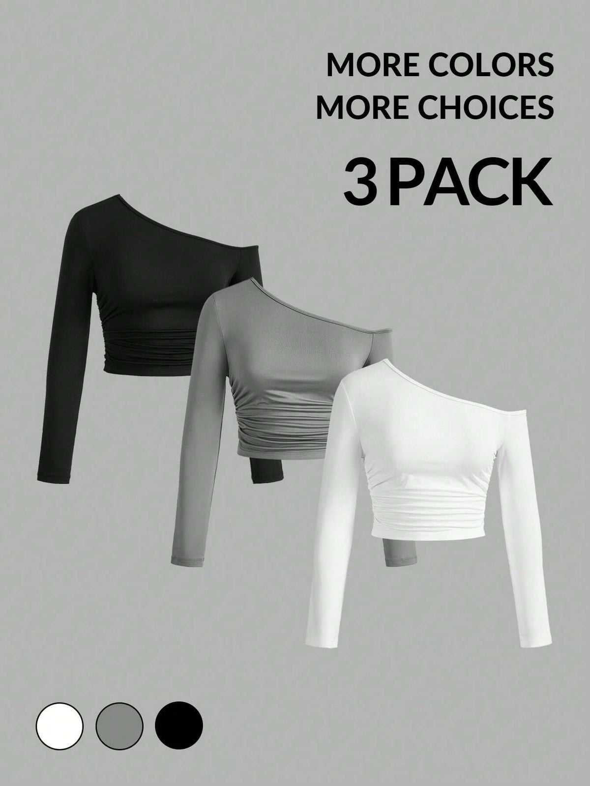 Women's Asymmetric Oblique Shoulder Side Pleated Tee