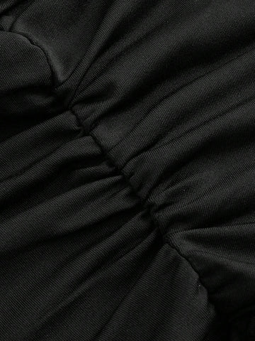 Women's Asymmetric Oblique Shoulder Side Pleated Tee