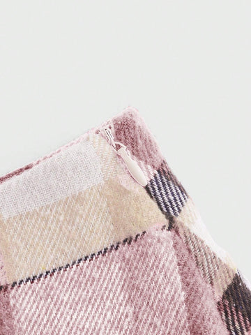 EZwear Women's Autumn And Winter Plaid Pleated Skirt