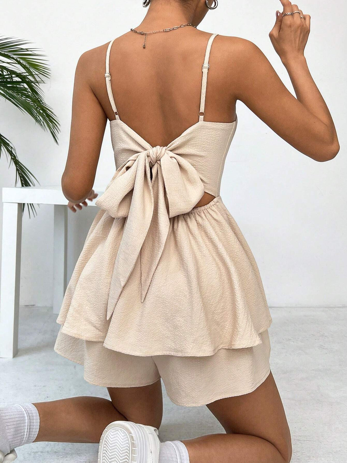 Women's Backless Tie-Back Cami Jumpsuit