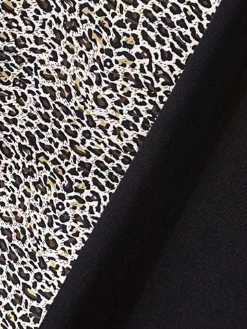 Women's Black And White Short Sleeve Round Neck Bodysuit Set